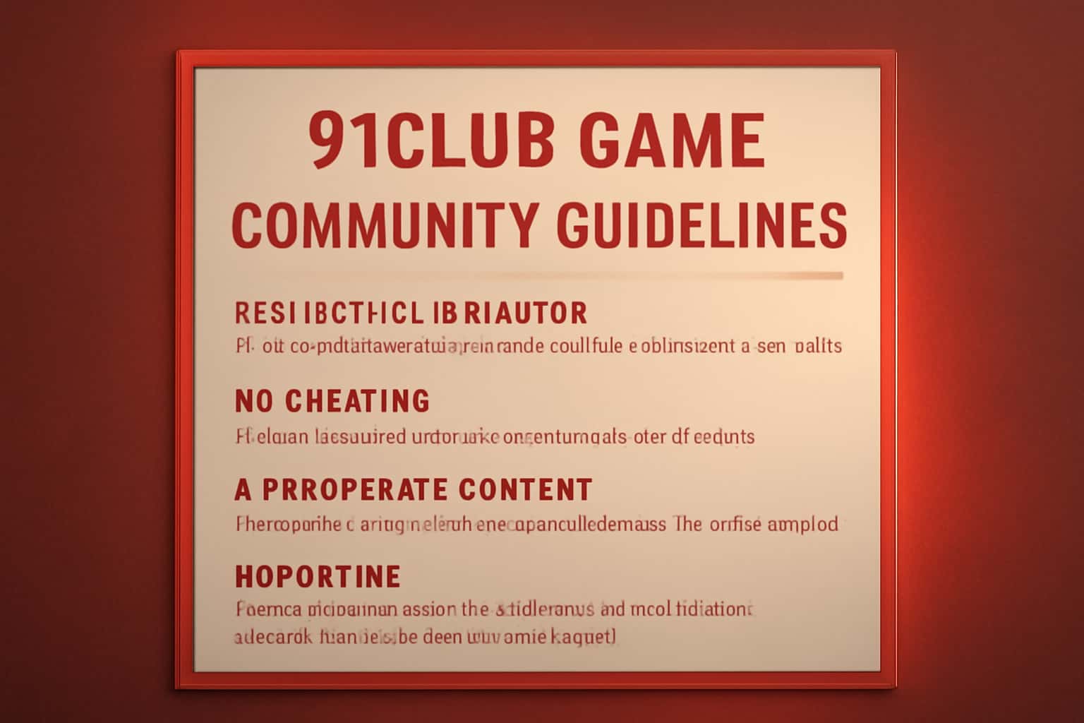 Visual representation of community guidelines for 91Club Game, featuring a clean design with clear text.