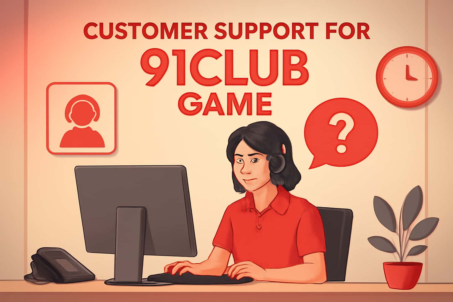 Informational scene depicting customer support for 91Club Game.