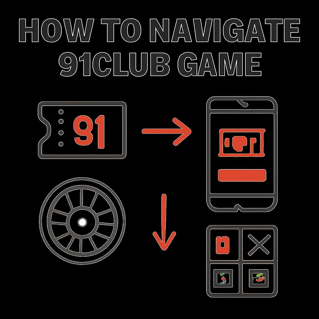 An illustration showing how to access various features of the 91Club Game.